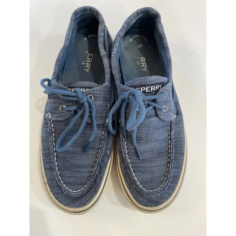 Sperry Canvas Sneakers Shoes Men's 10.5 Casual Preppy Lace up Blue Loafers Boat‎